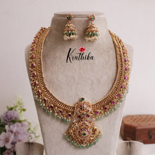 Grand Jadau Peacock Jalebi style Haaram with Mint Beads LH1899