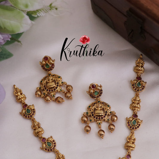 Simple Trendy Lakshmi Kemp Necklace with Golden Beads Drops NC2371