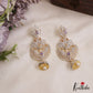 Stunning Peacock Motifs AD Victorian Chandbali Jhumka Earrings With Pearl Drop E1132 (Available In 3 Colors)
