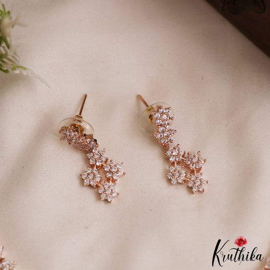 Sparkling Floral Motifs Rose Gold Finish Choker NC2993