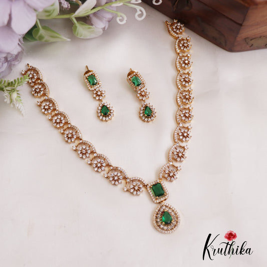 Sparkling Floral Motifs AD Necklace NC2669 (Available In 2 Colors)