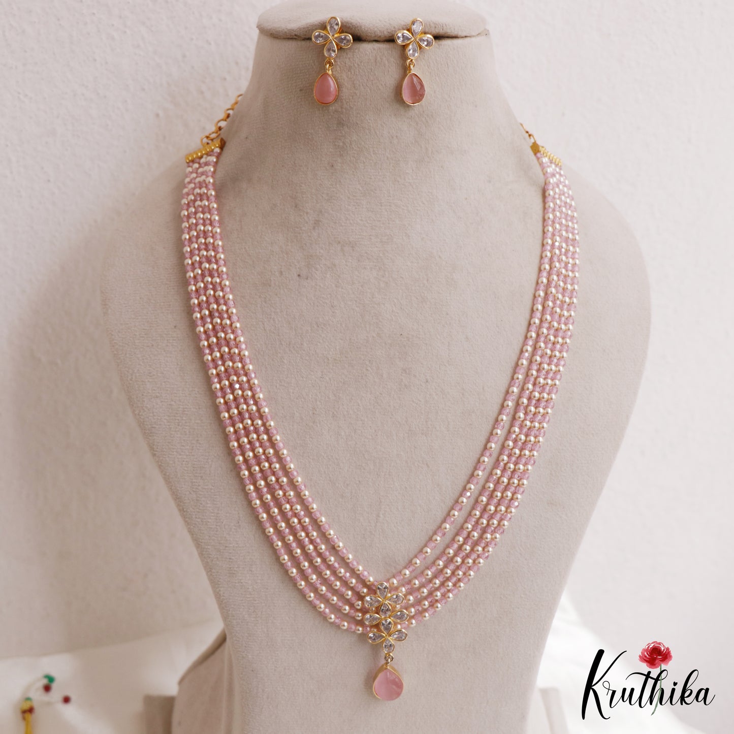 Trendy Floral Motifs Multi Layer Pearl Bead Haaram LH2161 (Available In 2 Colors)