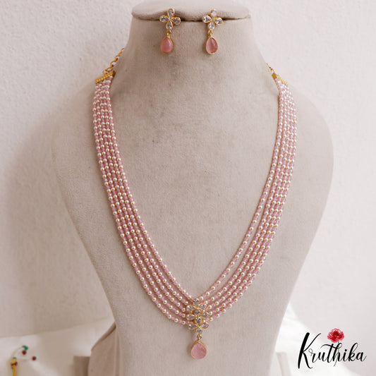 Trendy Floral Motifs Multi Layer Pearl Bead Haaram LH2161 (Available In 2 Colors)