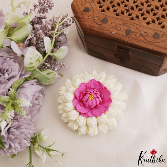 Realistic Lotus & Jasmine Flowers Hair Clip J450