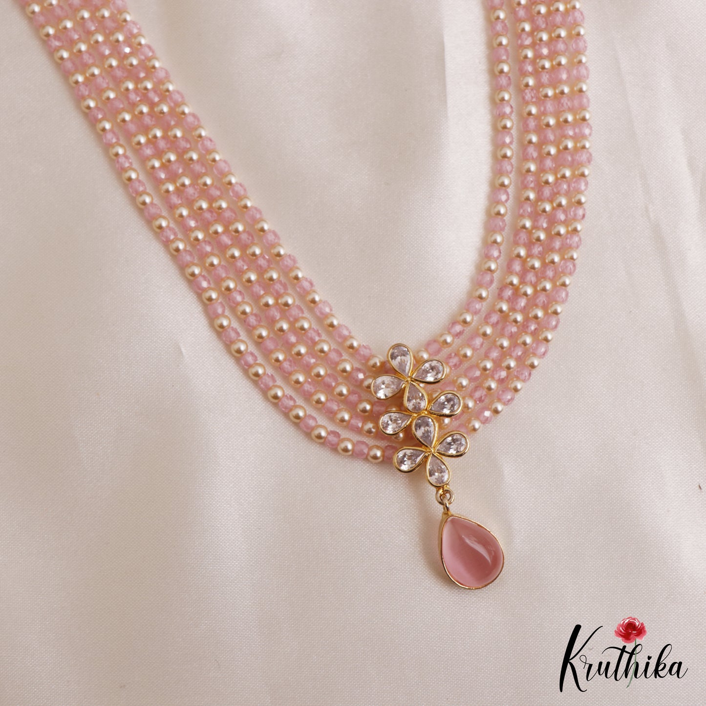 Trendy Floral Motifs Multi Layer Pearl Bead Haaram LH2161 (Available In 2 Colors)