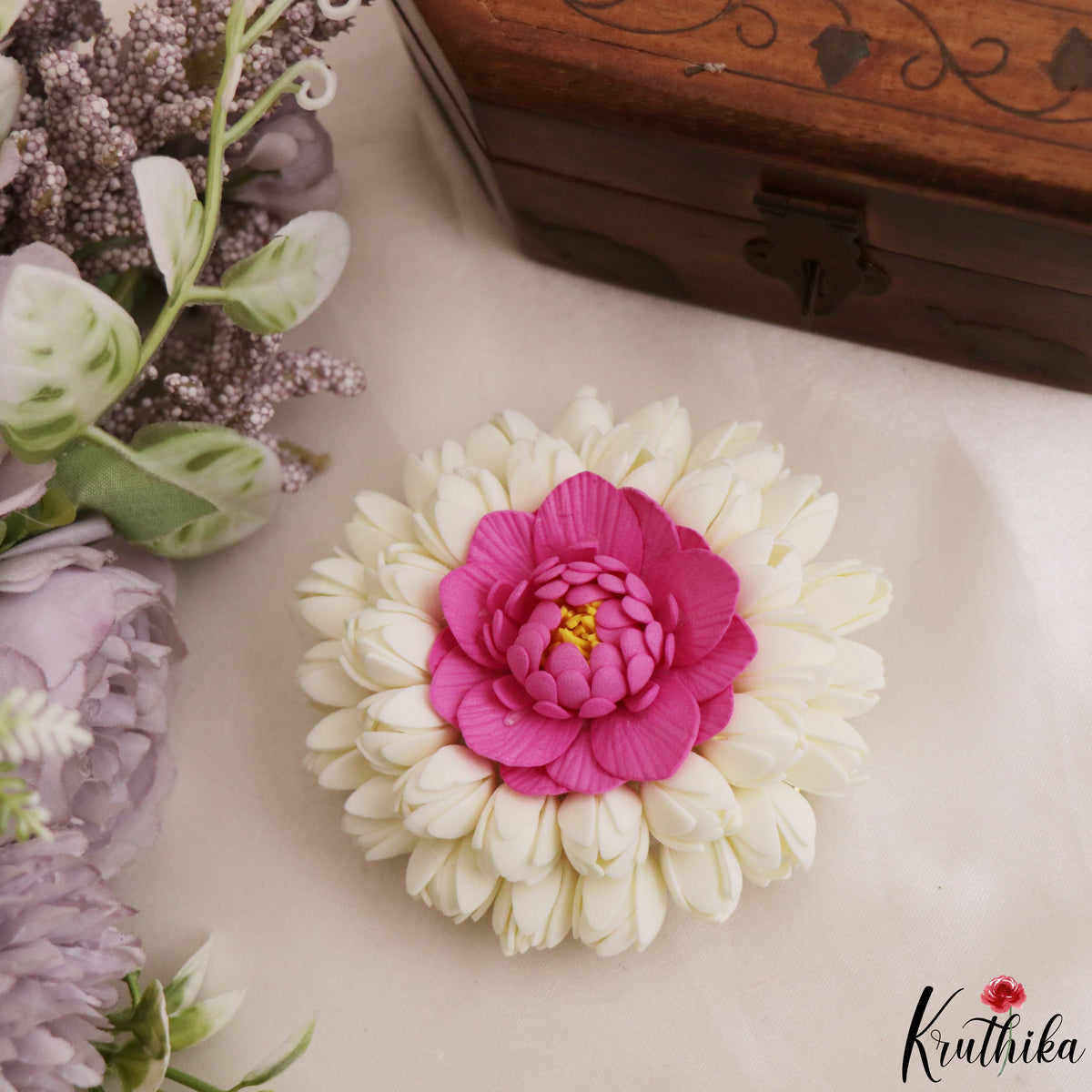 Realistic Lotus & Jasmine Flowers Hair Clip J450