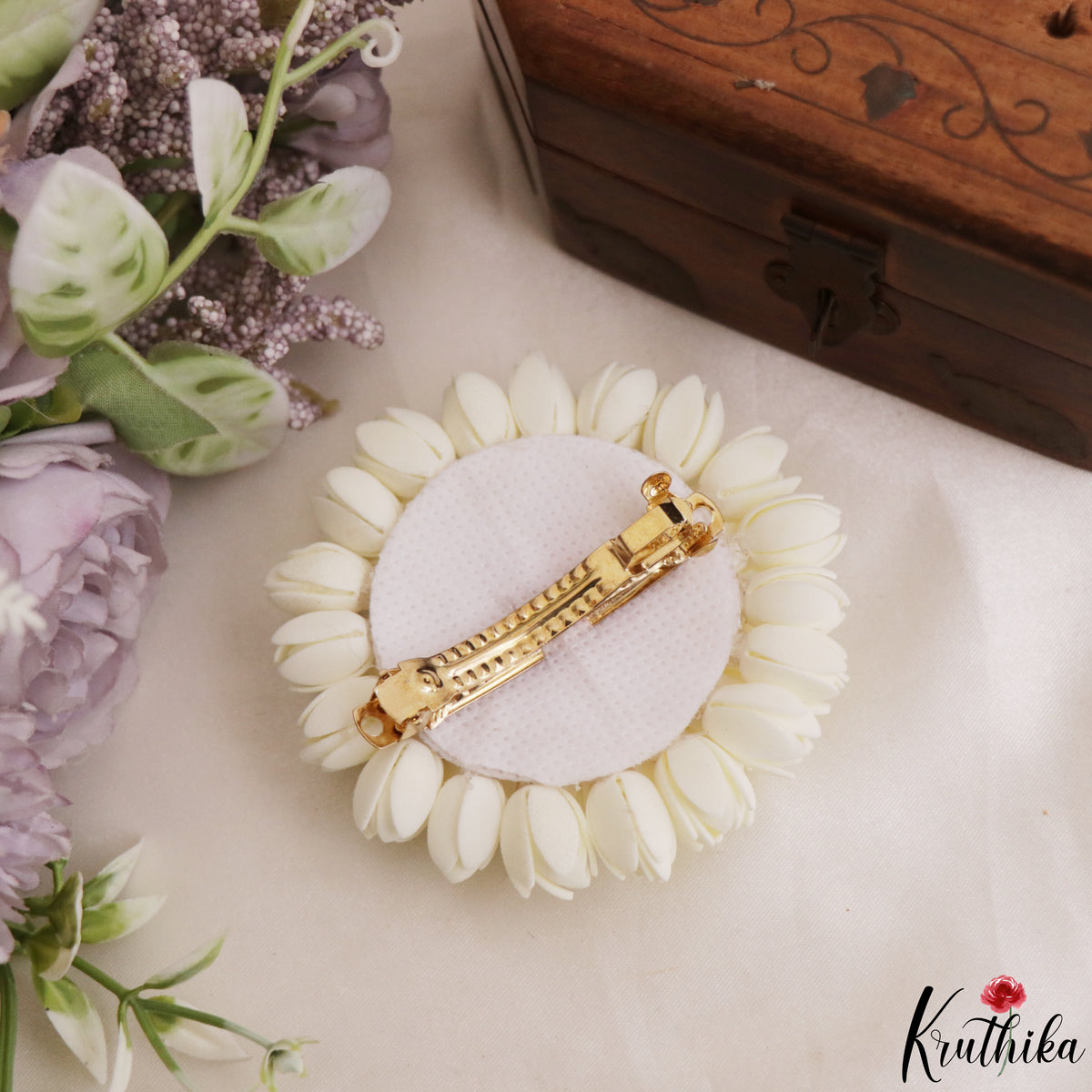Realistic Lotus & Jasmine Flowers Hair Clip J450