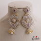Stunning Peacock Motifs AD Victorian Chandbali Jhumka Earrings With Pearl Drop E1132 (Available In 3 Colors)
