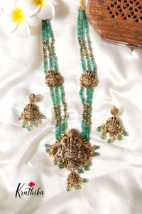 Green Beads Temple Lakshmi Haaram LH610