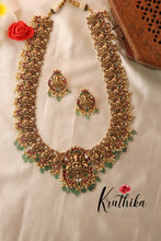 Elegant Peacock Lakshmi Haaram with Green Stone LH638