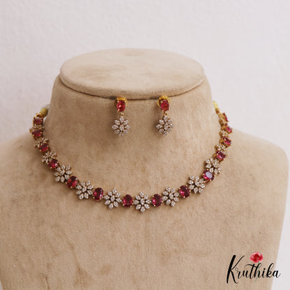 Sparkling AD Floral Motifs Victorian Necklace NC2792 (Available In 4 Colors)