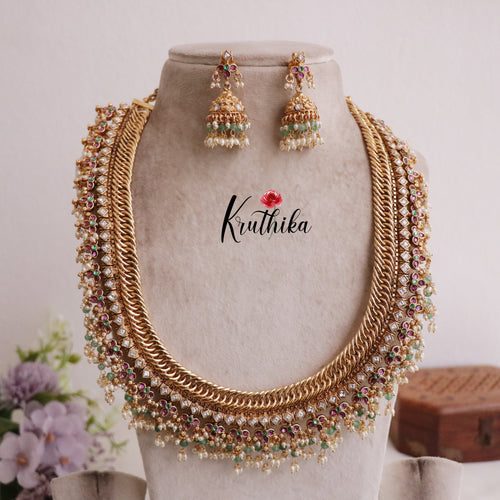 Grand No-Idol Jadau Floral Jalebi Style Haaram LH1901