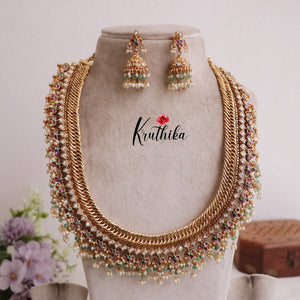 Grand No-Idol Jadau Floral Jalebi Style Haaram LH1901