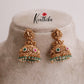 Beautiful Temple Lakshmi Design Jhumkas E427 (Available in 3 Colours)