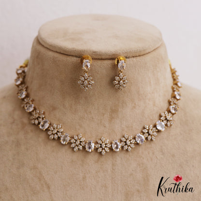 Sparkling AD Floral Motifs Victorian Necklace NC2792 (Available In 4 Colors)