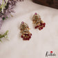 Classic Leaf Motifs Kemp Jhumkas With Pearl Bead Drops E1129 (Available In 2 Colors)