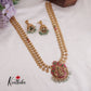 Beautiful Temple Lakshmi Jadau Kasu Haaram with Pastel Green Beads Drops LH1673 (Available in 2 Colours)