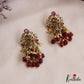 Classic Leaf Motifs Kemp Jhumkas With Pearl Bead Drops E1129 (Available In 2 Colors)