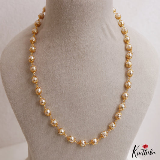 Simple Gold-Tone Pearl Mala NC3040