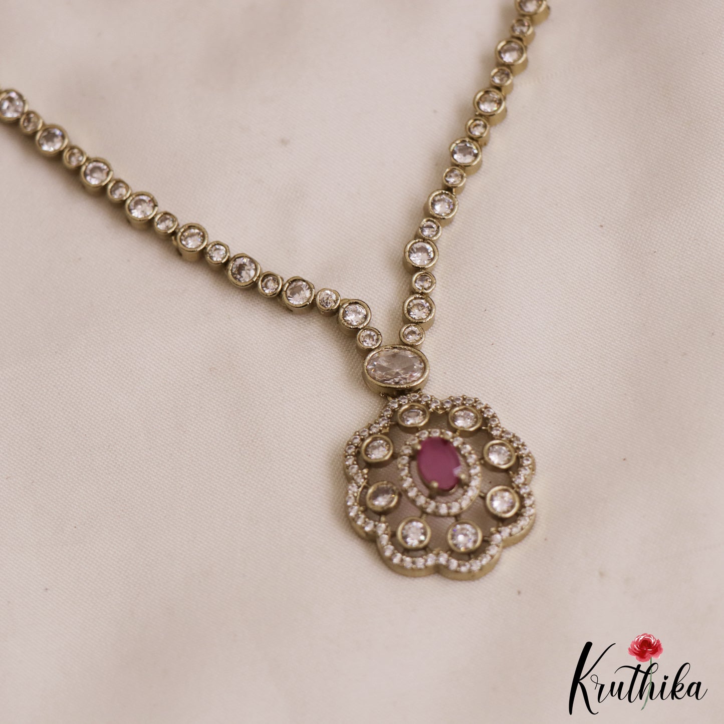 Pretty Floral Motifs CZ Necklace NC2994 (Available In 2 Colors)
