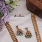 Beautiful Temple Lakshmi Jadau Kasu Haaram with Pastel Green Beads Drops LH1673 (Available in 2 Colours)