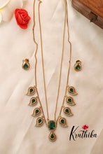 Simple Victorian Chain with Pendants-Green LH650