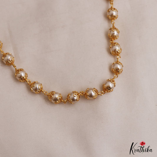 Simple Gold-Tone Pearl Mala NC3040