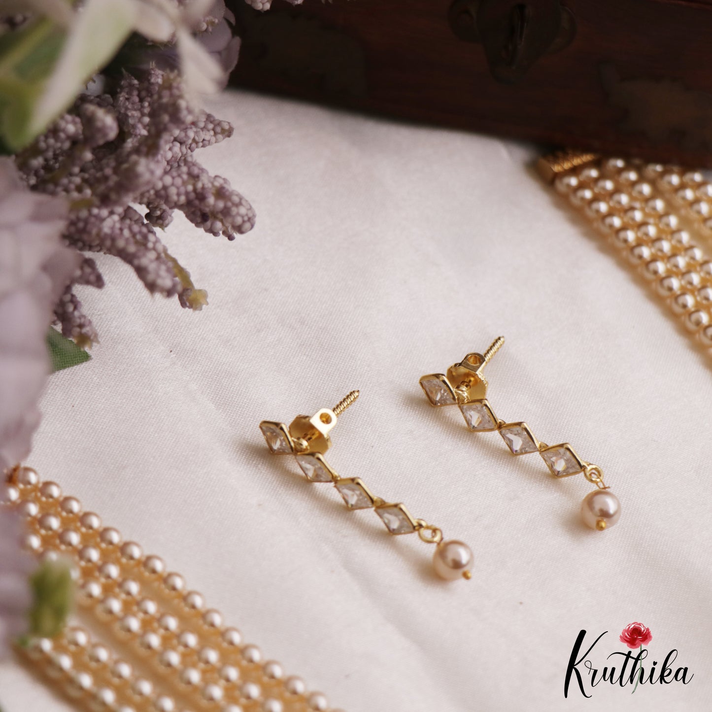 Pretty Sqaure Motifs Multi Layer Pearl Haaram LH2131 (Available In 3 Colors)