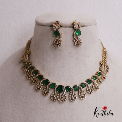 Gracious Peacock AD Victorian Necklace NC2517 (Available In 4 Colours)