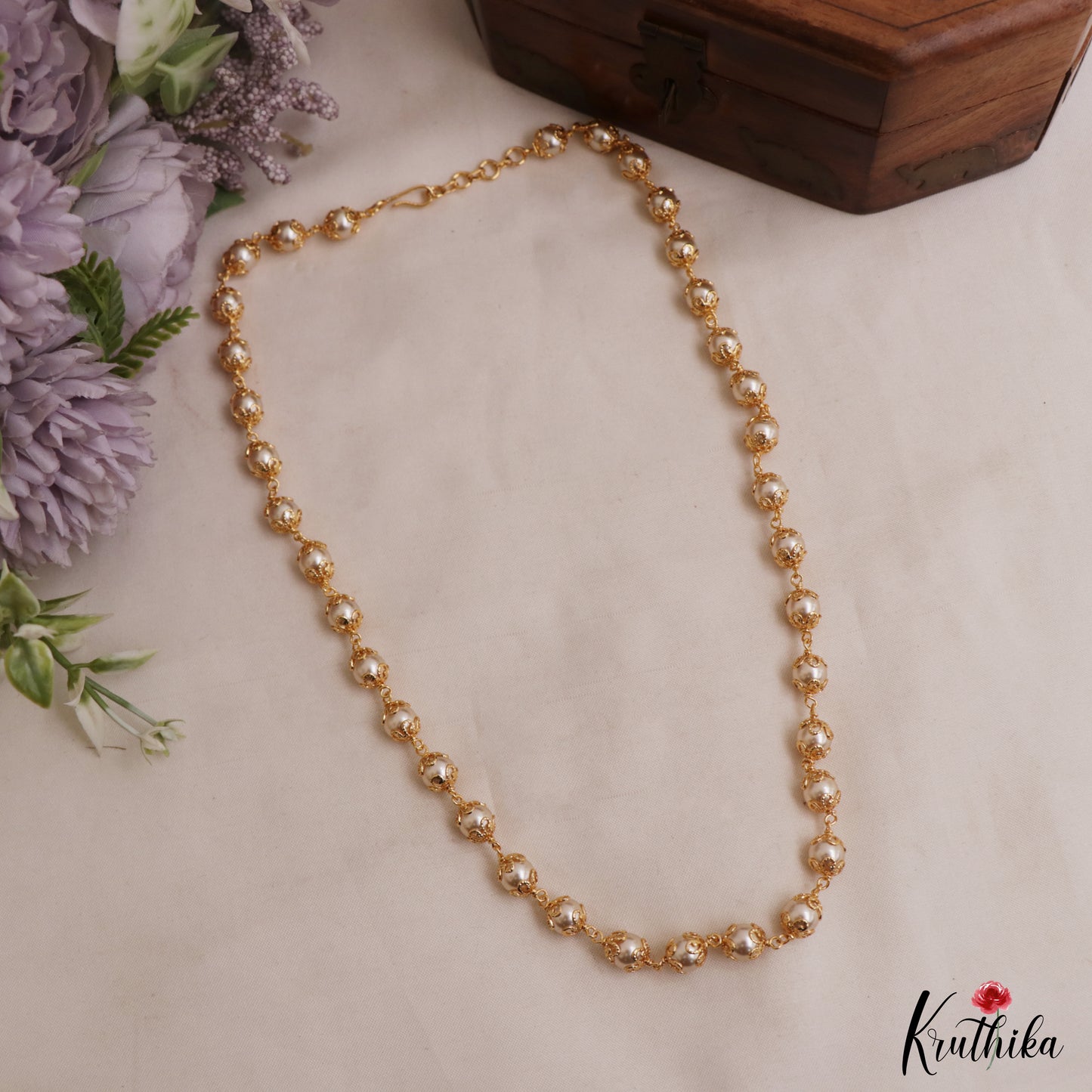Simple Gold-Tone Pearl Mala NC3040