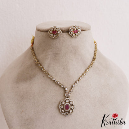 Pretty Floral Motifs CZ Necklace NC2994 (Available In 2 Colors)