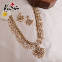 Elegant Peacock Guttaposalu Haaram with Pearl Drops LH1856