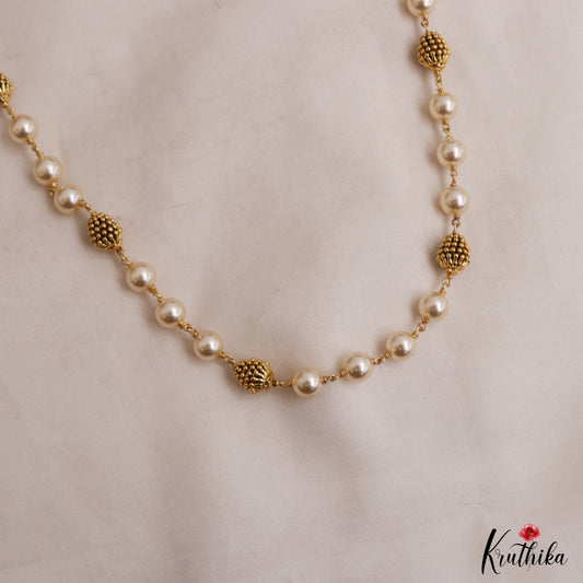 Elegant Gold-Tone Pearl Bead Mala NC3041