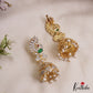 Sparkling Peacock Motifs AD Jhumkas With Pearl Drops E1095 (Available In 3 Colors)