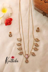 Simple Victorian Chain with Pendants-Pink  LH650