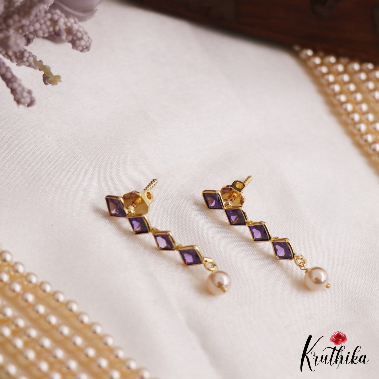 Pretty Sqaure Motifs Multi Layer Pearl Haaram LH2131 (Available In 3 Colors)