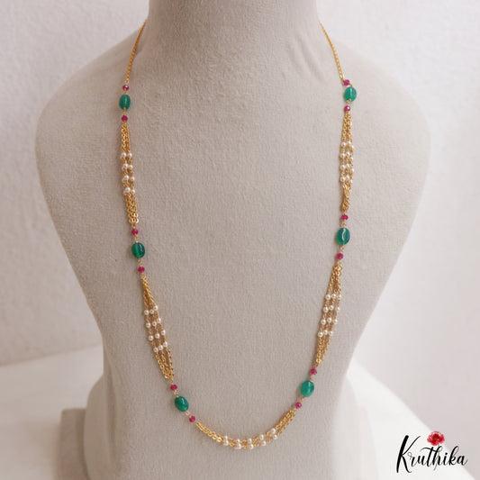Trendy Gold-Tone Multi Strand Pearl Bead Mala NC3042