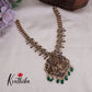 Elegant Antique Victorian Finish Lakshmi Narayana Necklace with Green Beads Drops NC2369