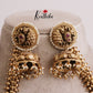 Premium Peacock Jhumkas with cluster Golden Maatilu (earchains) E521