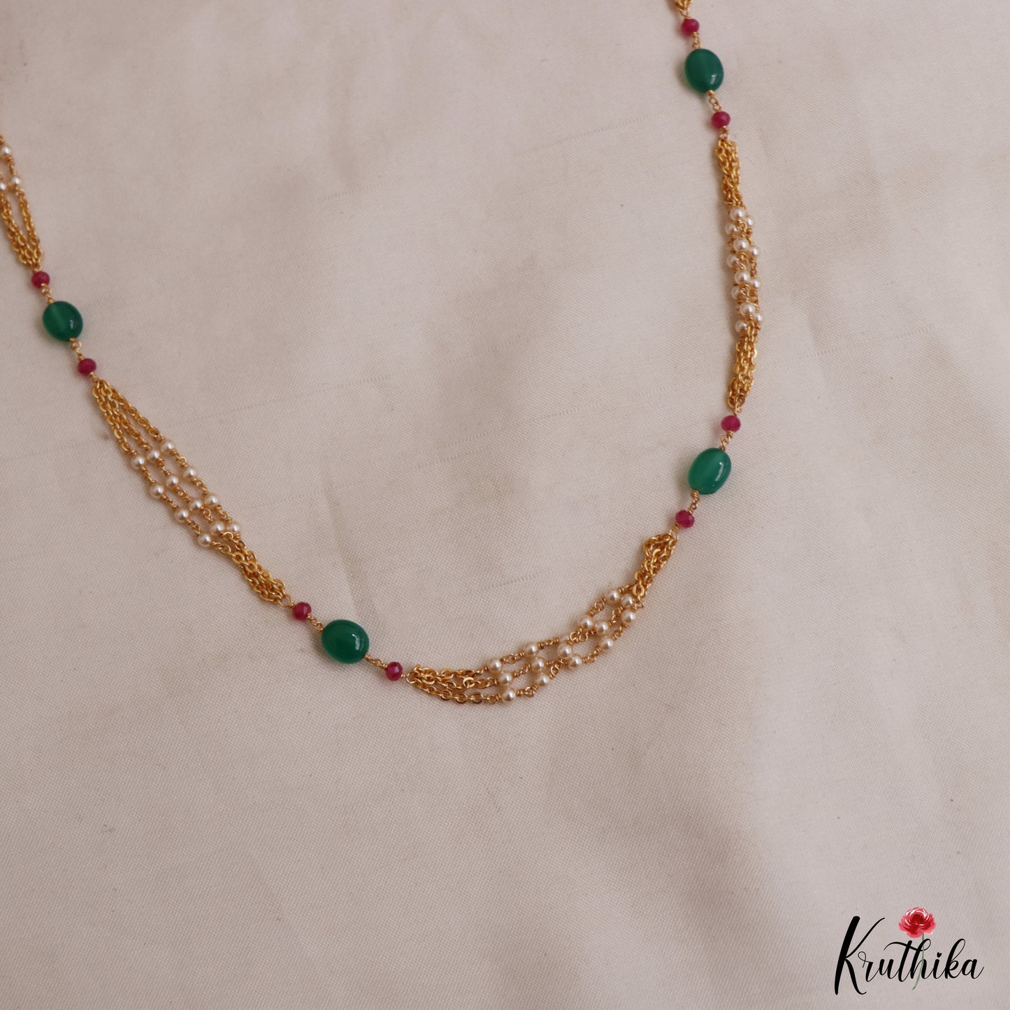 Trendy Gold-Tone Multi Strand Pearl Bead Mala NC3042