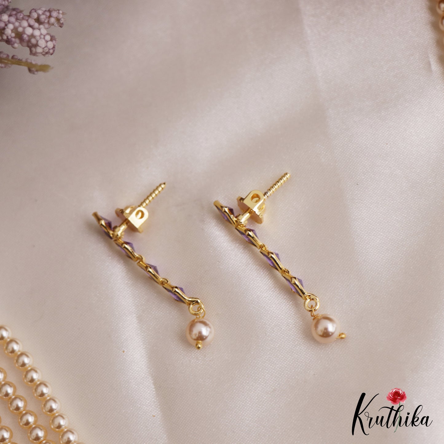 Pretty Sqaure Motifs Multi Layer Pearl Haaram LH2131 (Available In 3 Colors)