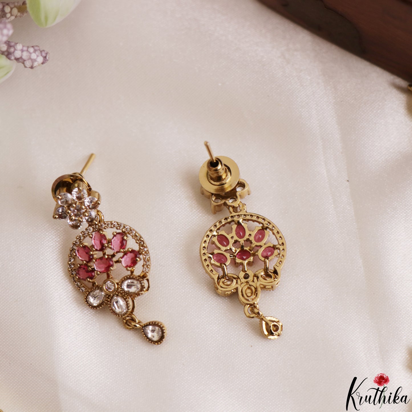 Classic Floral Motifs Polki CZ Victorian Necklace NC3190 (Available In 4 Colors)