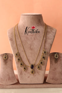 Simple Victorian Chain with Pendants-Purple Lh650