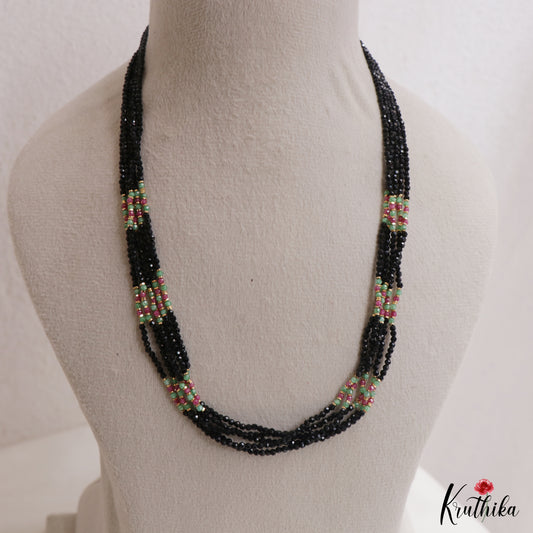 Beautiful Multi Strand Black Beads Mala NC3043