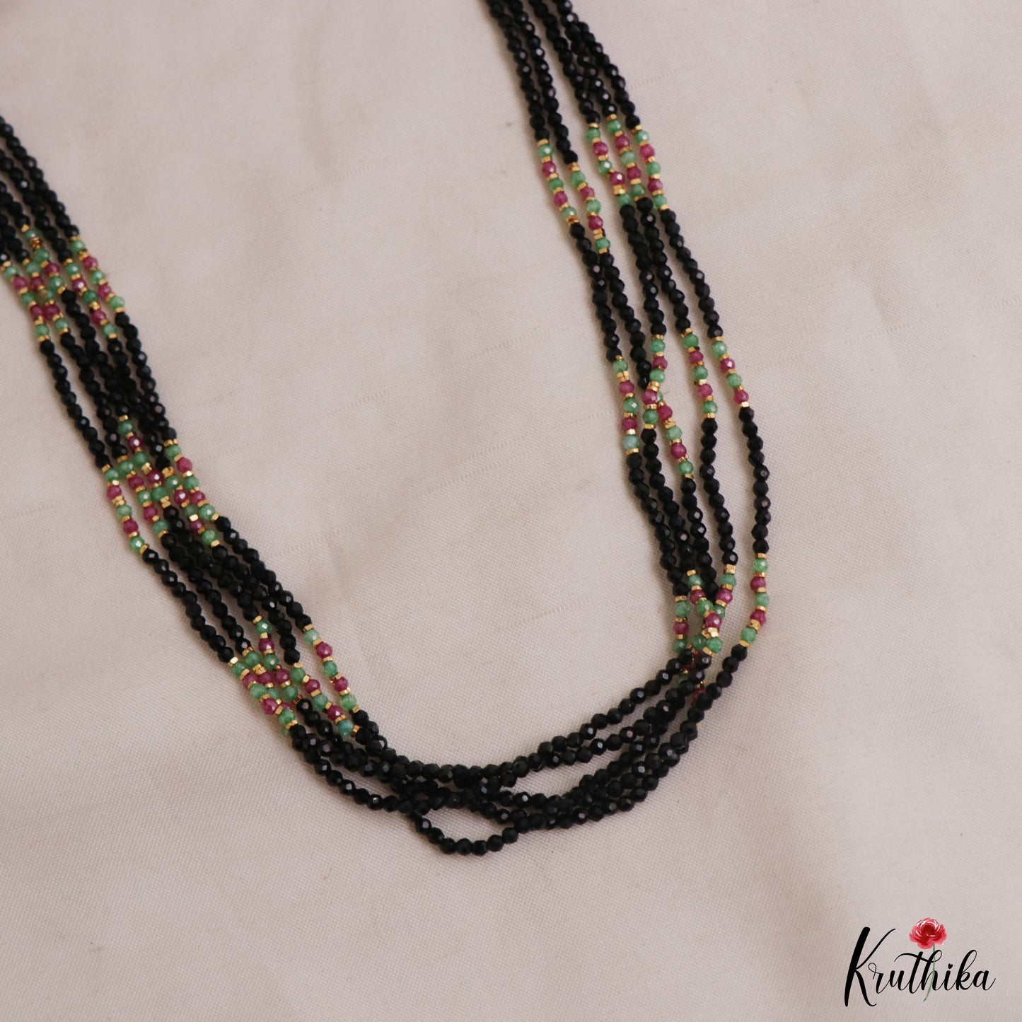 Beautiful Multi Strand Black Beads Mala NC3043