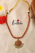 Pretty Kempu necklace with Green Stone & Green Beads NC1303