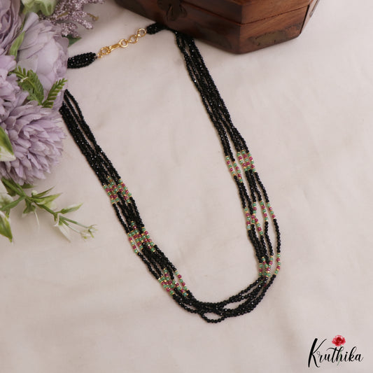 Beautiful Multi Strand Black Beads Mala NC3043