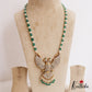 Premium Reversible Gandaberunda Jadau Pendant Haaram With Green Beads Drops LH2058
