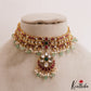 Stunning Mango Motifs Kemp Choker With Green Bead Drops NC2918