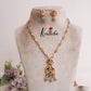 Elegant Temple Lakshmi Jadau Necklace with Pastel Green Beads NC2075